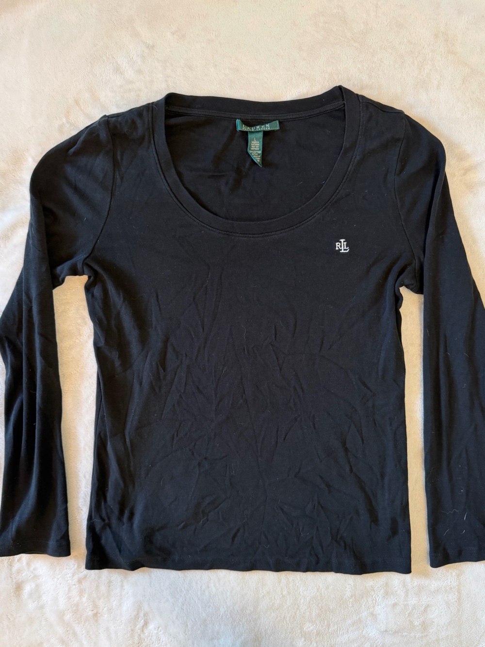 Ralph Lauren Black Long-Sleeve Crew Neck Shirt with Small Logo